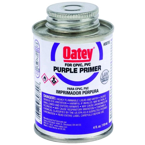 Oatey Primer, Liquid, Purple, 4 oz Can 307553